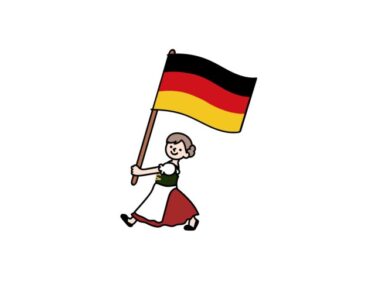 ドイツ国旗を持つ女の子